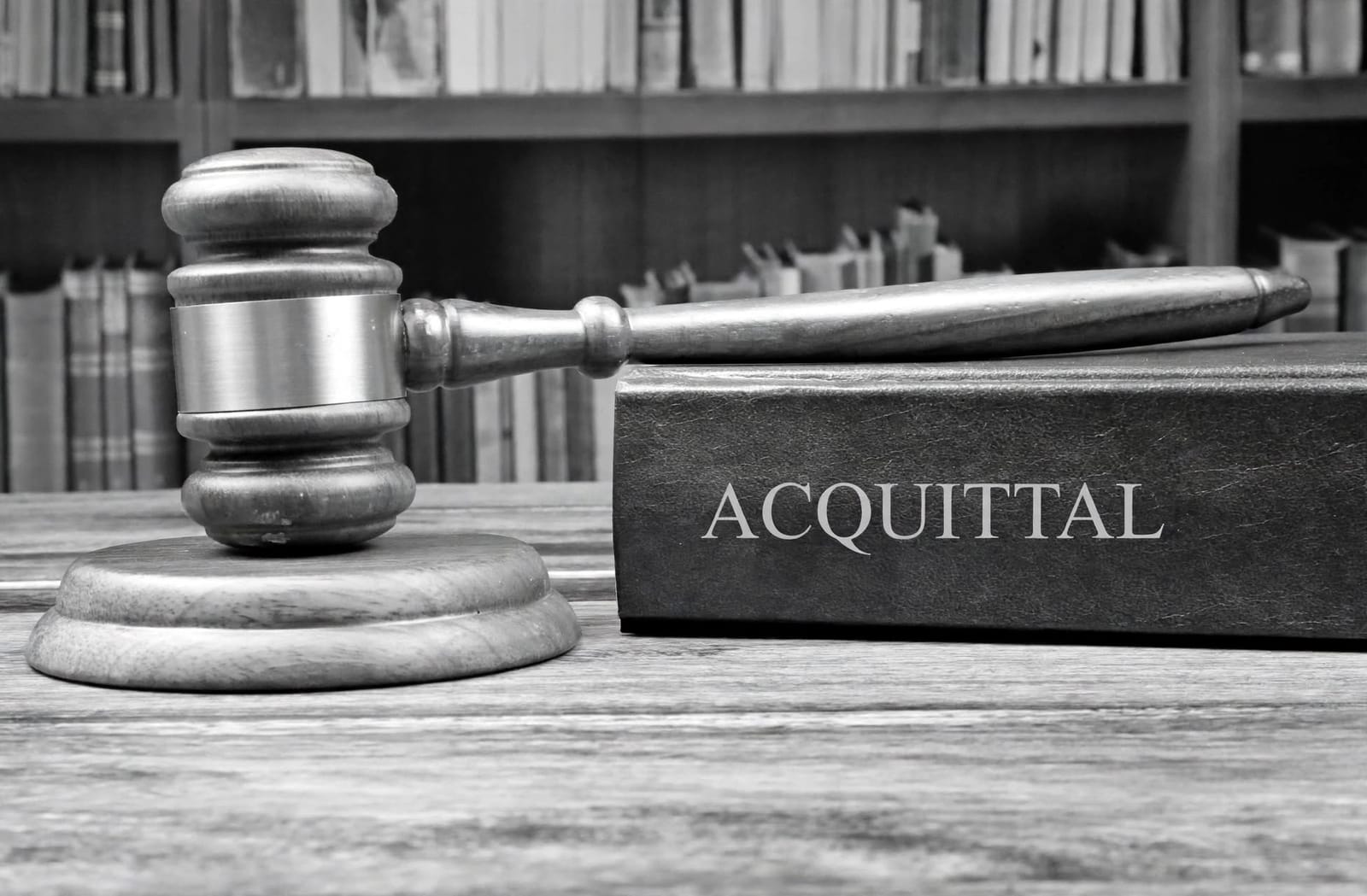 Gavel resting on a book titled Acquittal